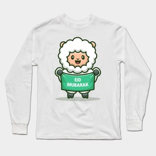 Cute Sheep Holding Banner Eid Mubarak Long Sleeve T-Shirt